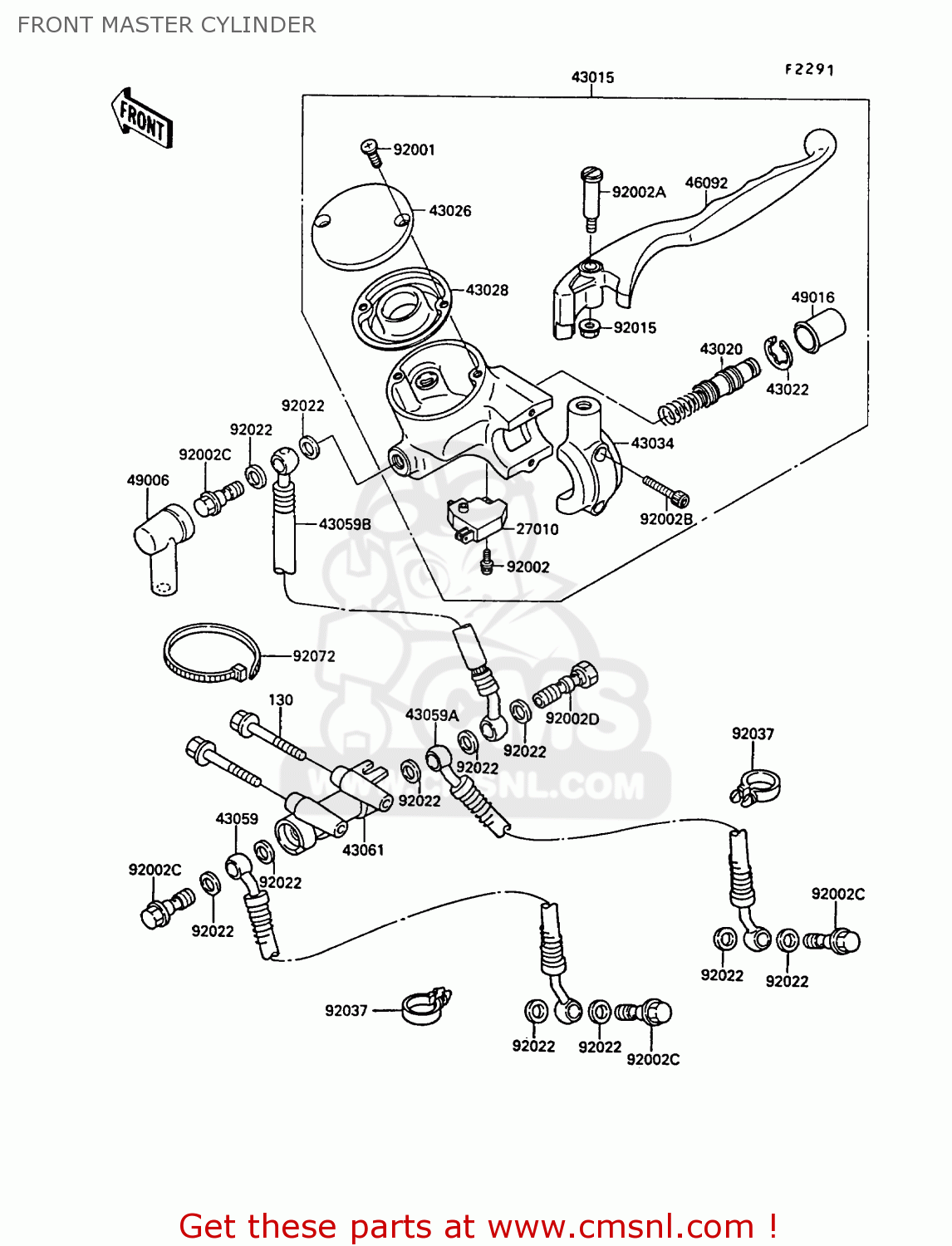 FRONT MASTER CYLINDER KR250B2 KR1 1989 EUROPE UK FR GR IT