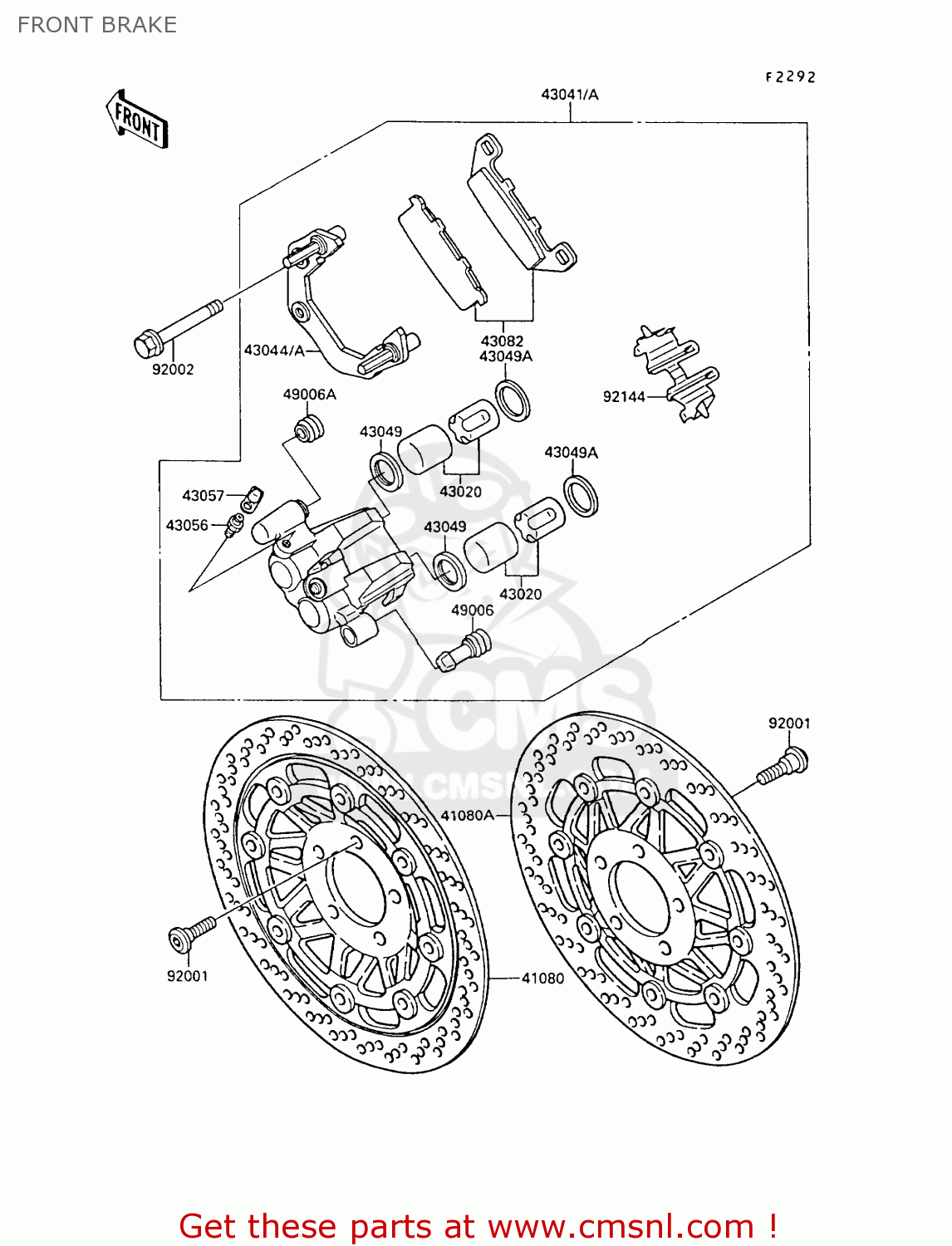 FRONT BRAKE KR250B2 KR1 1989 EUROPE UK FR GR IT
