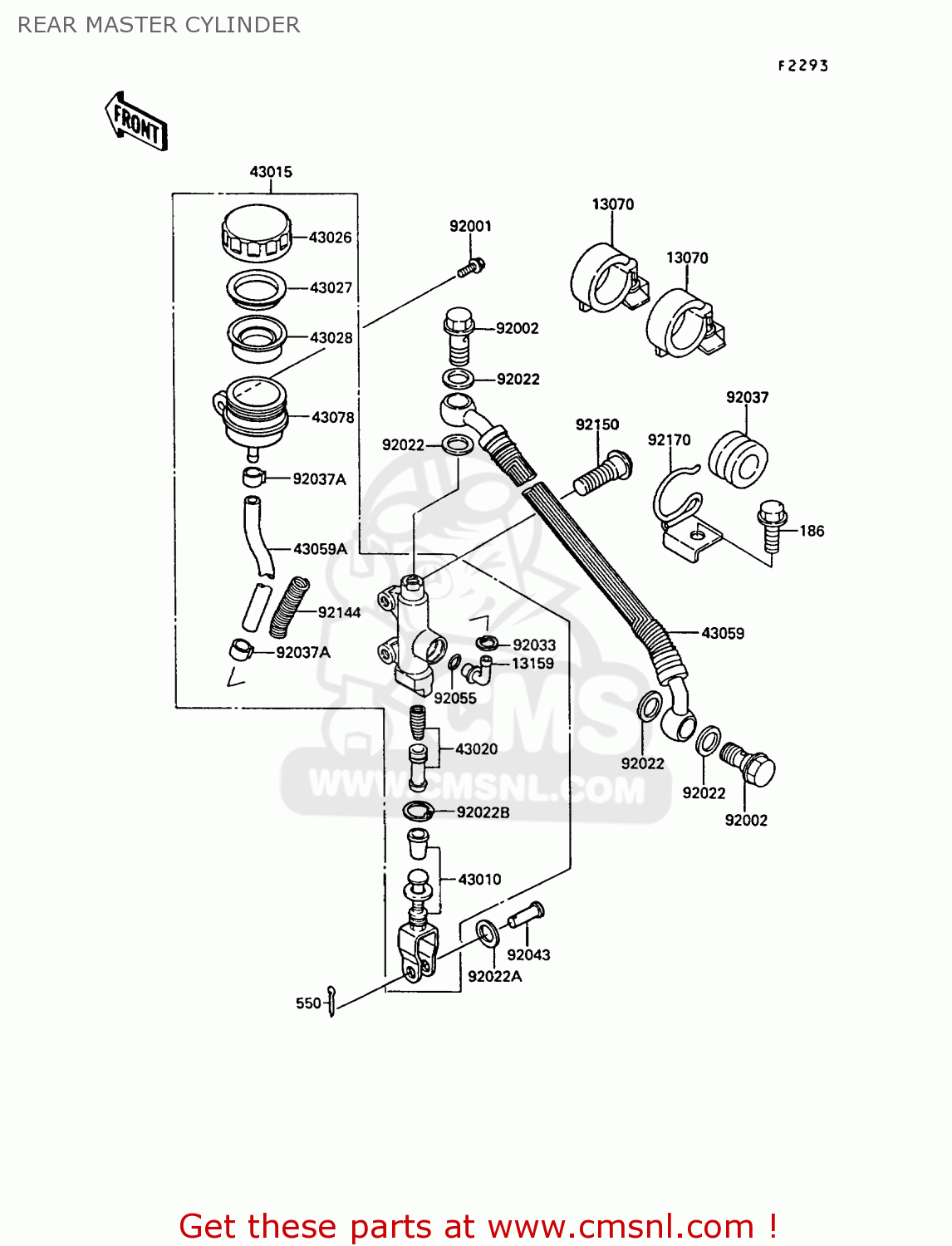 REAR MASTER CYLINDER KR250B2 KR1 1989 EUROPE UK FR GR IT