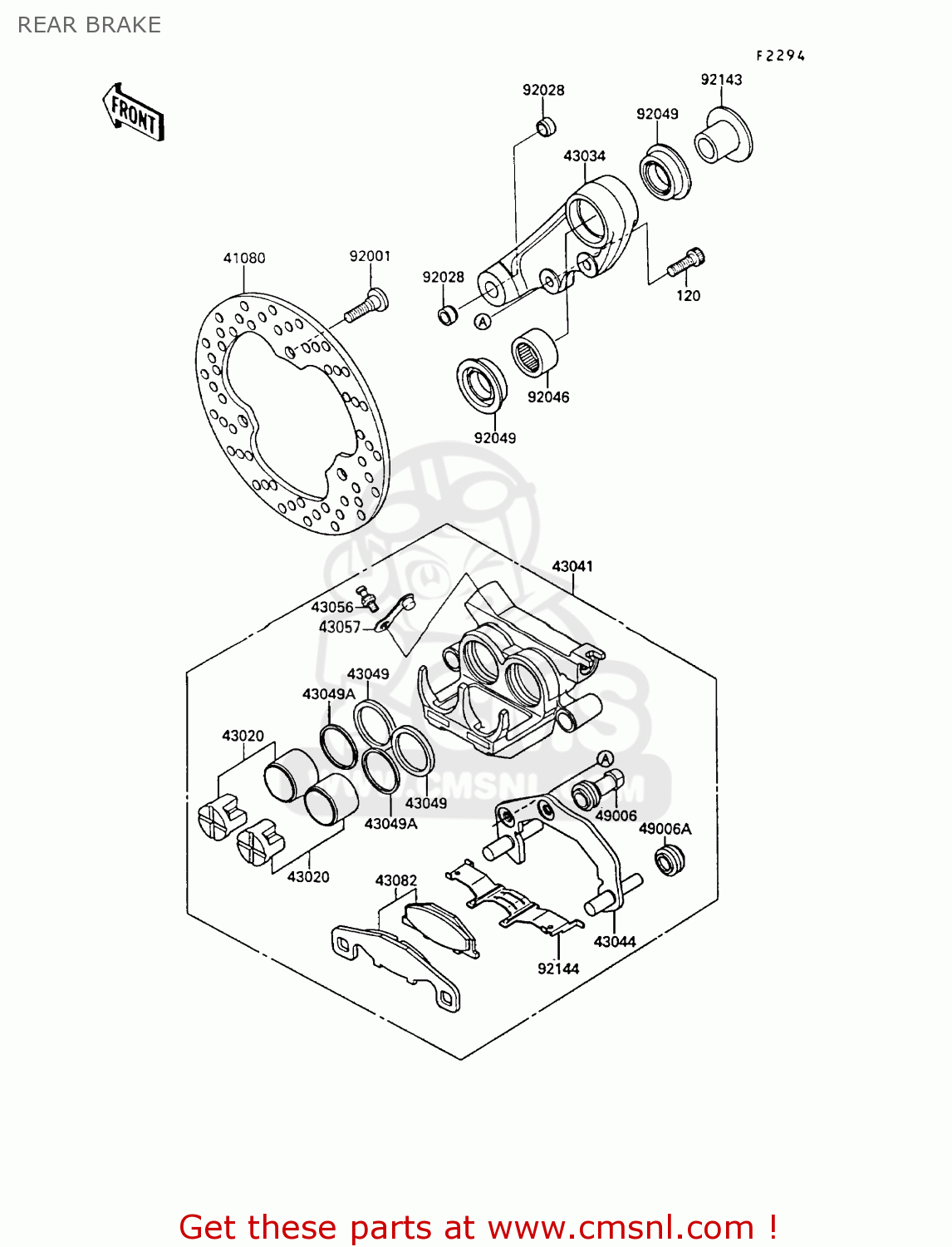 REAR BRAKE KR250B2 KR1 1989 EUROPE UK FR GR IT