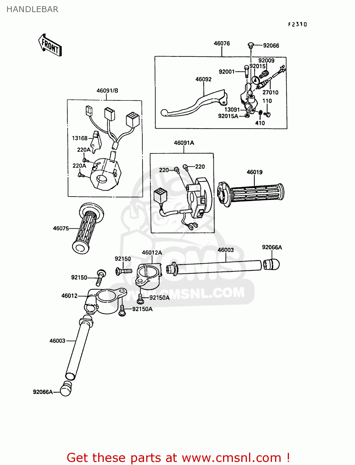 HANDLEBAR KR250B2 KR1 1989 EUROPE UK FR GR IT