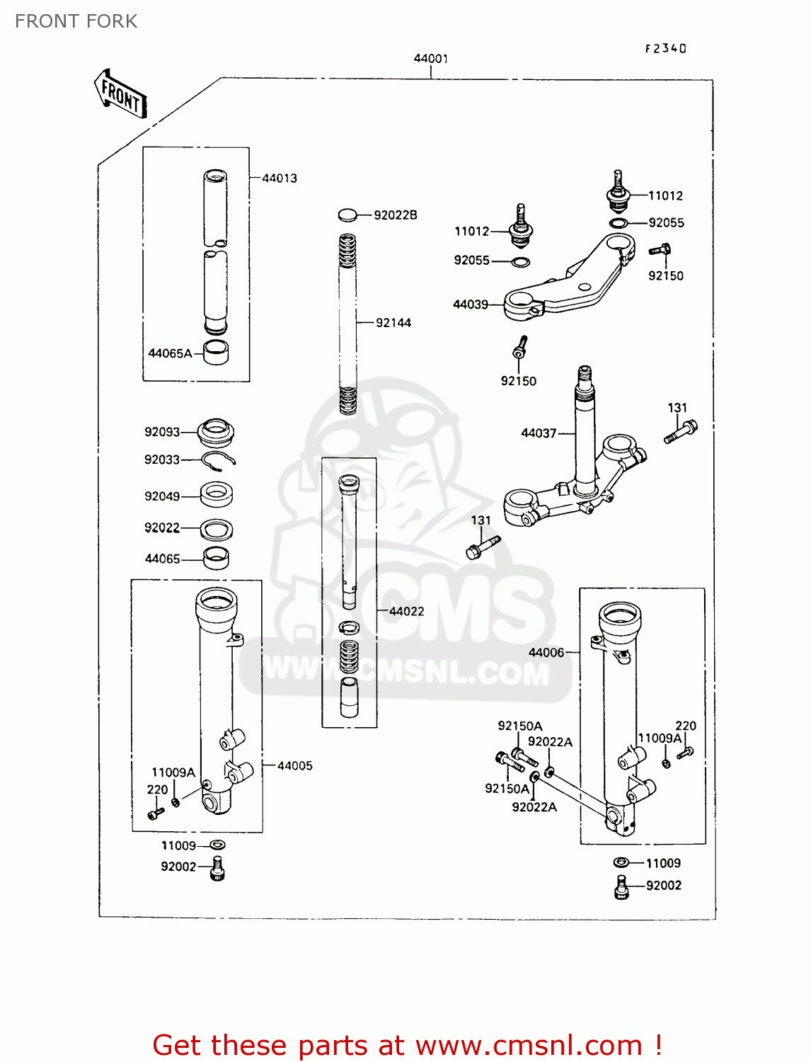 FRONT FORK KR250B2 KR1 1989 EUROPE UK FR GR IT