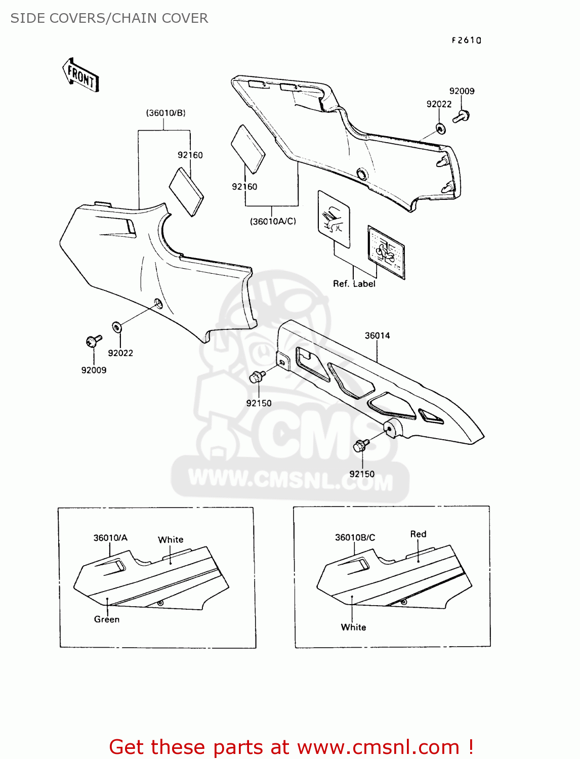 SIDE COVERS/CHAIN COVER KR250B2 KR1 1989 EUROPE UK FR GR IT