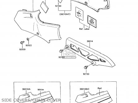 SIDE COVERS/CHAIN COVER - KR250B2 KR1 1989 EUROPE UK FR GR IT