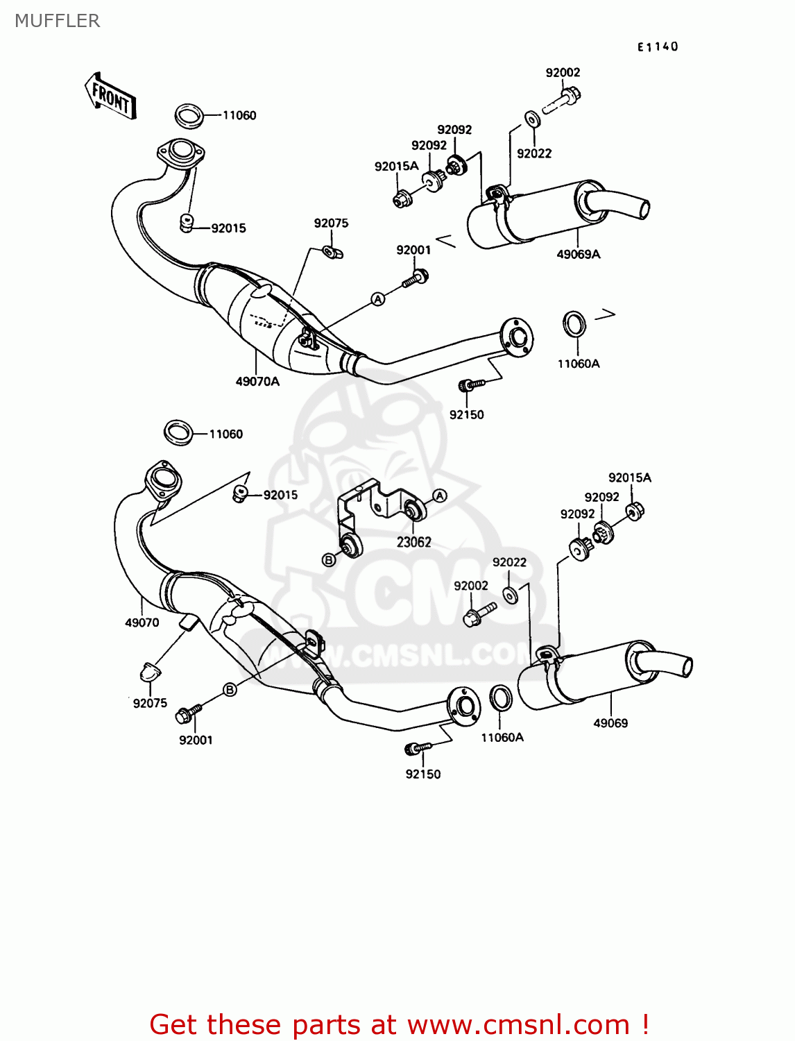 MUFFLER KR250C2 KR1S 1990 EUROPE UK FR GR
