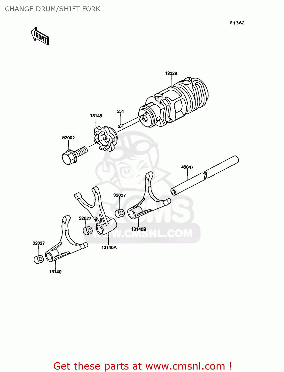 CHANGE DRUM/SHIFT FORK KR250C2 KR1S 1990 EUROPE UK FR GR
