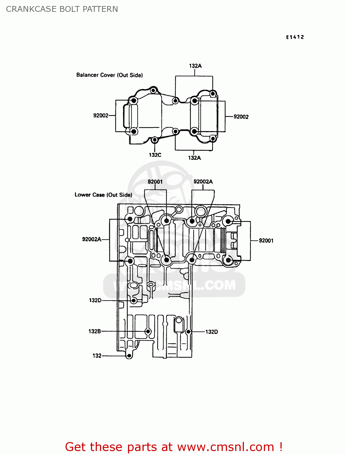 CRANKCASE BOLT PATTERN KR250C2 KR1S 1990 EUROPE UK FR GR