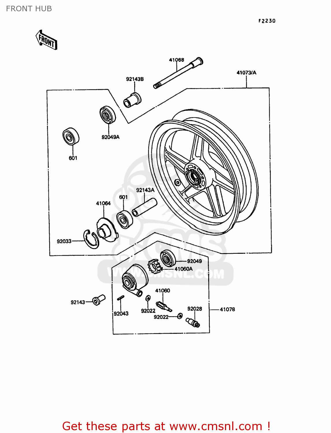 FRONT HUB KR250C2 KR1S 1990 EUROPE UK FR GR