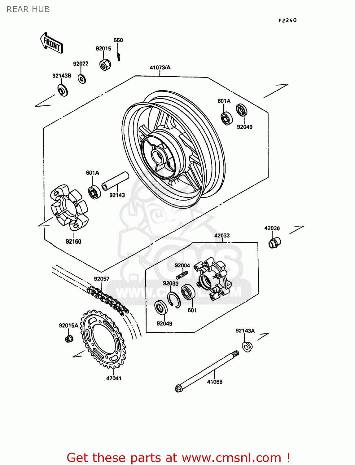 REAR HUB KR250C2 KR1S 1990 EUROPE UK FR GR