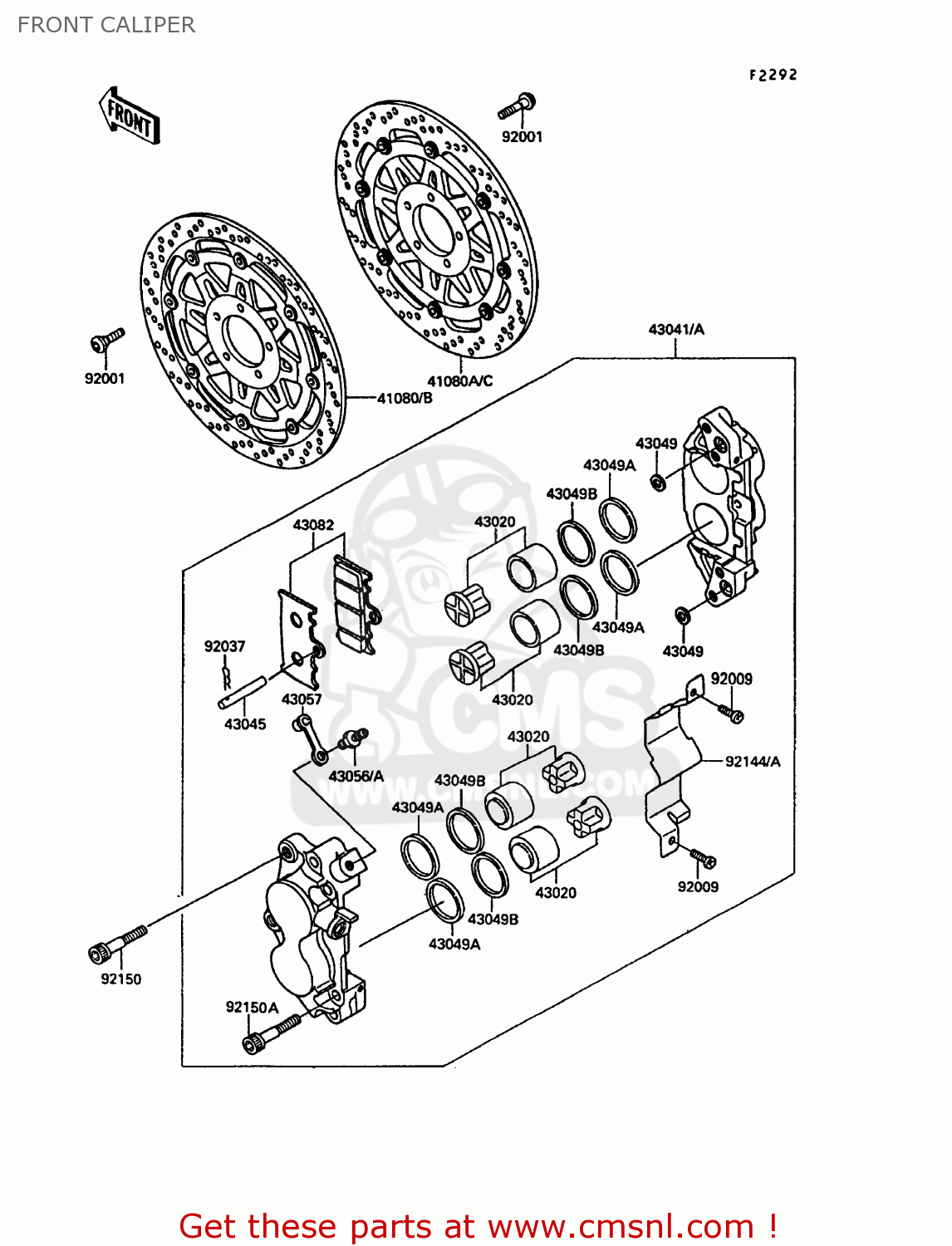 FRONT CALIPER KR250C2 KR1S 1990 EUROPE UK FR GR
