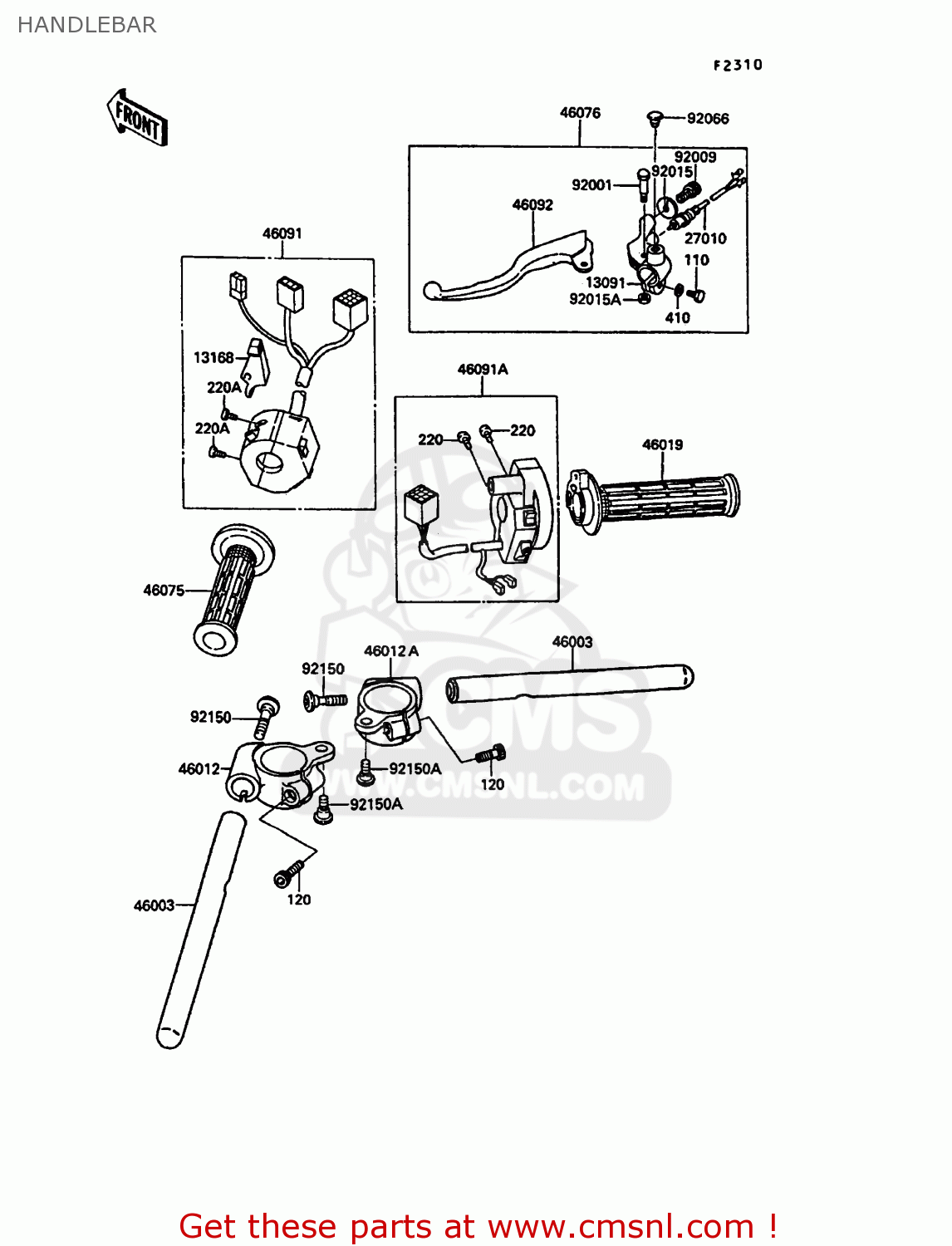 HANDLEBAR KR250C2 KR1S 1990 EUROPE UK FR GR