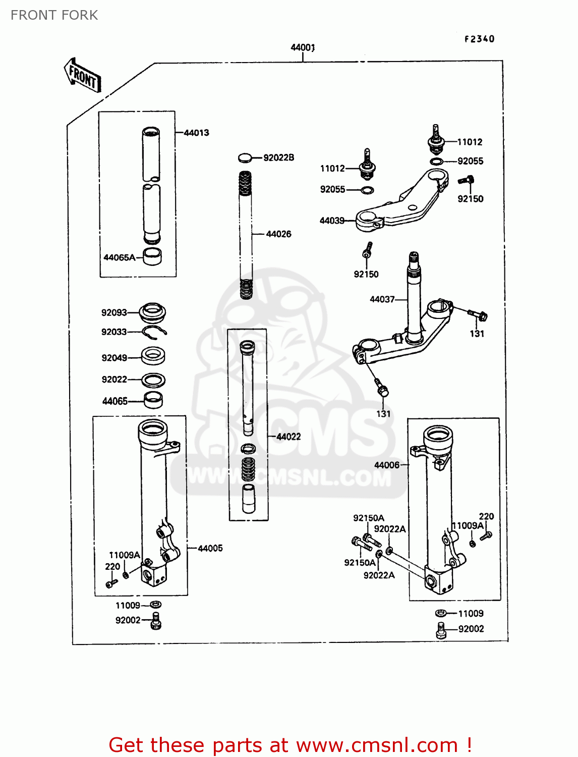 FRONT FORK KR250C2 KR1S 1990 EUROPE UK FR GR