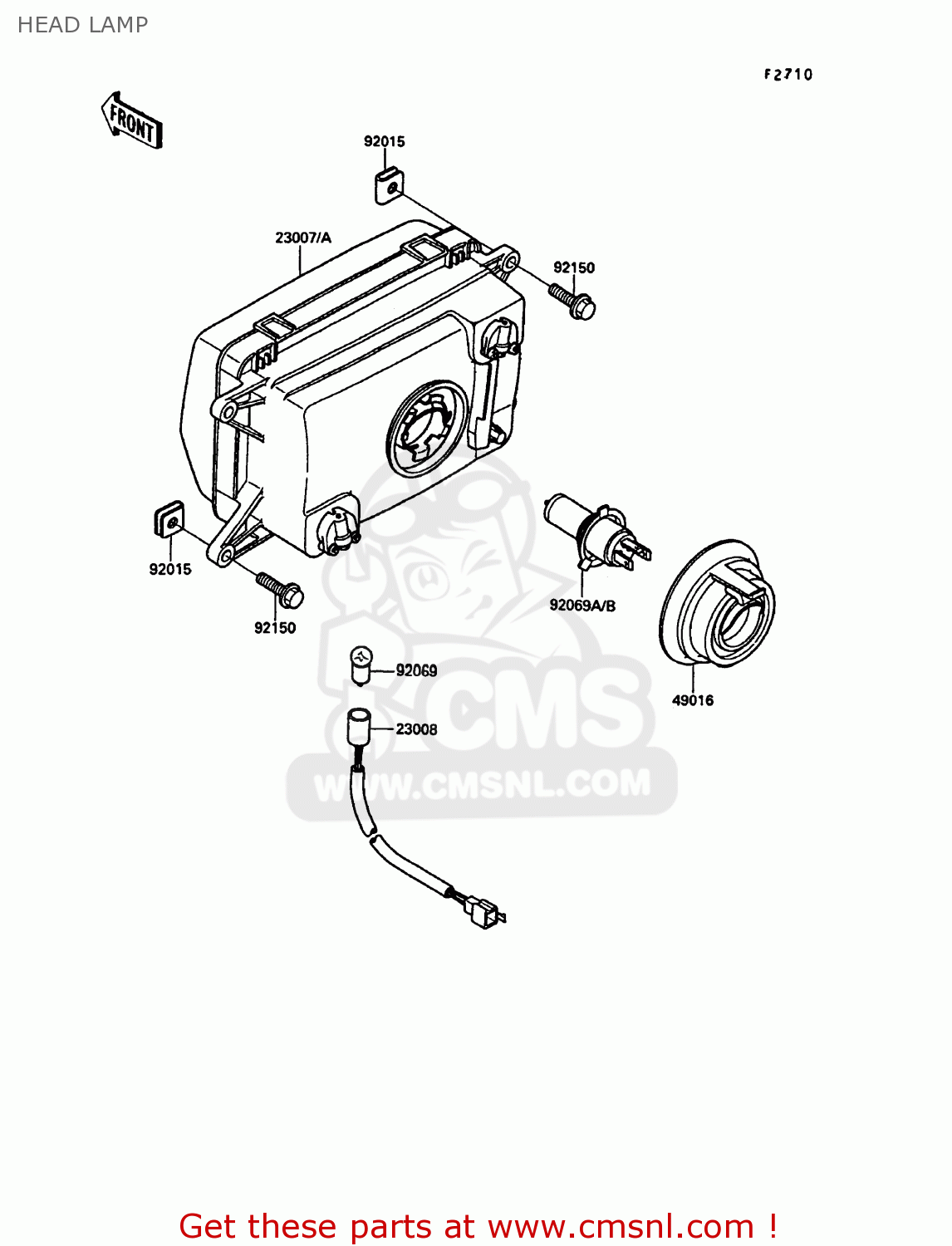 HEAD LAMP KR250C2 KR1S 1990 EUROPE UK FR GR