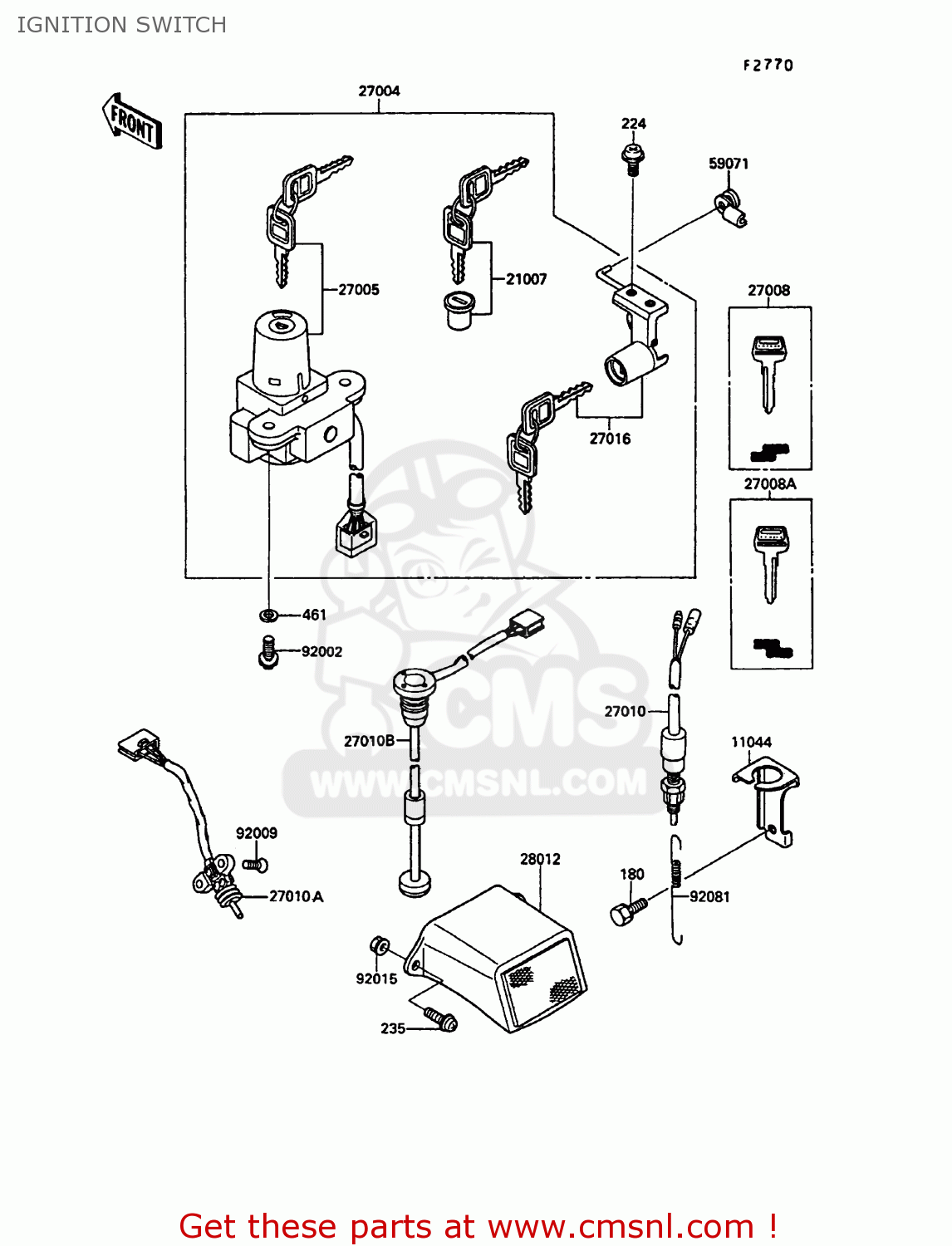 IGNITION SWITCH KR250C2 KR1S 1990 EUROPE UK FR GR
