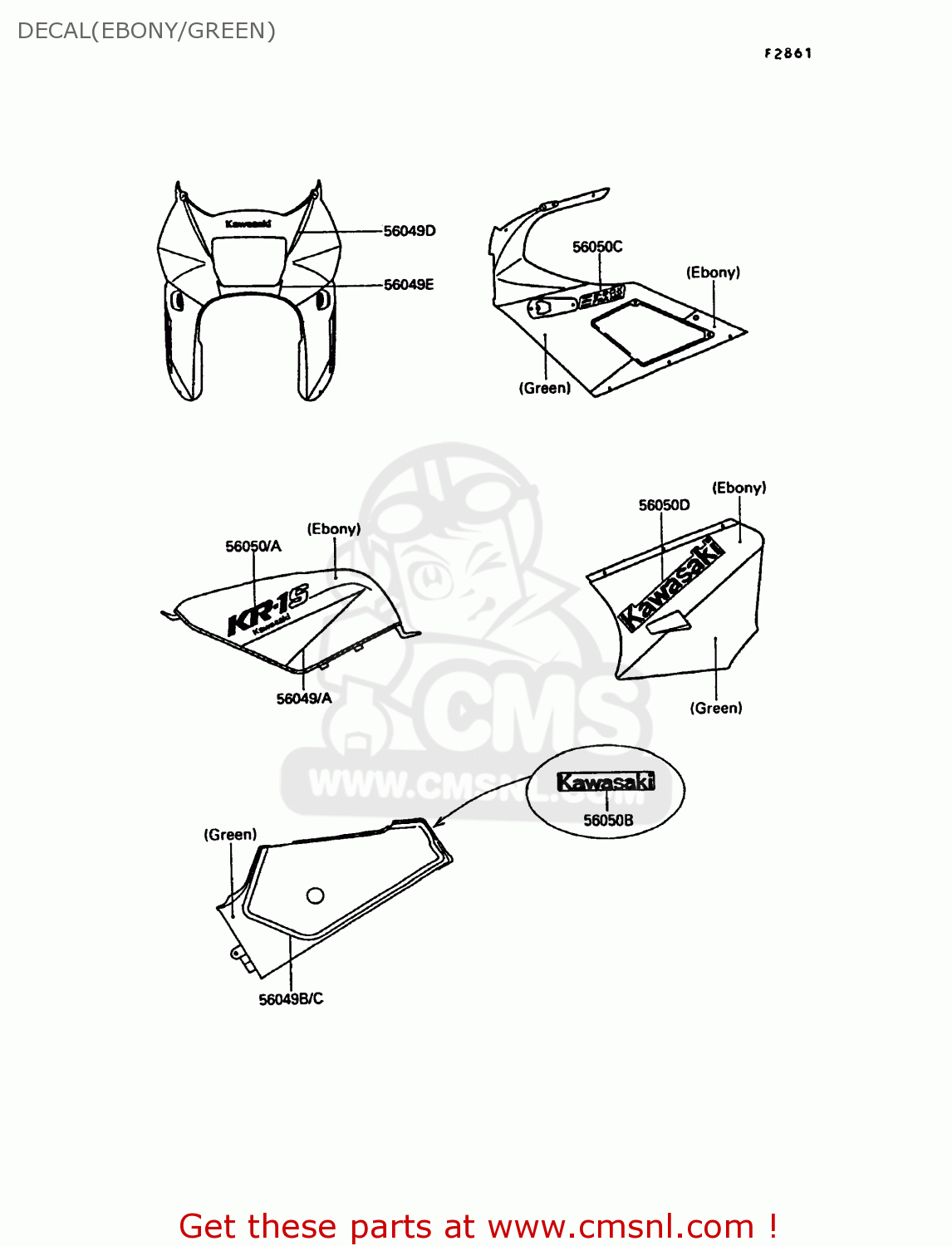 DECAL(EBONY/GREEN) KR250C2 KR1S 1990 EUROPE UK FR GR