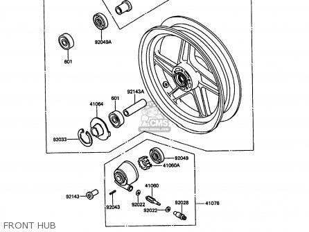 FRONT HUB - KR250C2 KR1S 1990 EUROPE UK FR GR