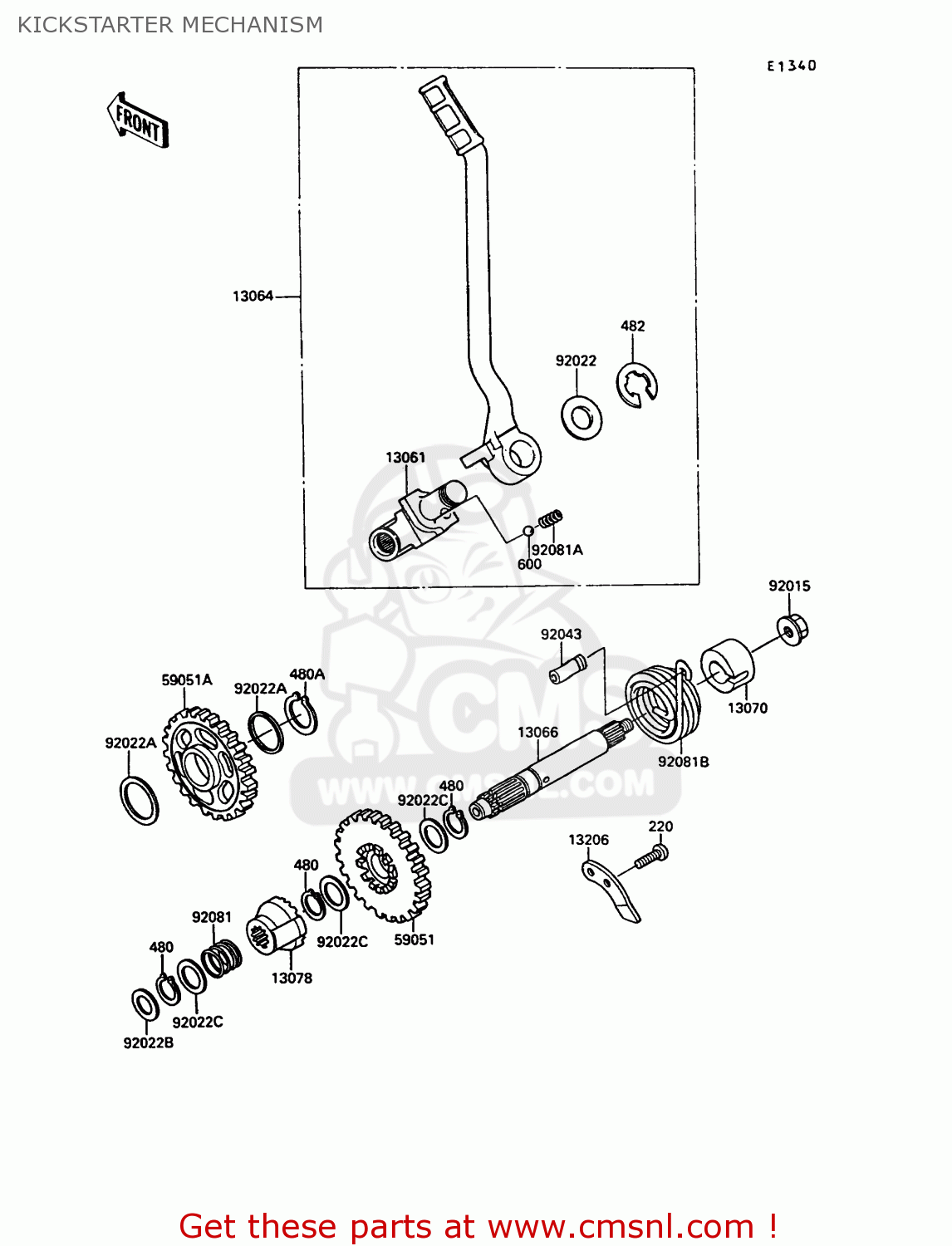 KICKSTARTER MECHANISM KR250C3 KR1S 1991 EUROPE UK FR GR