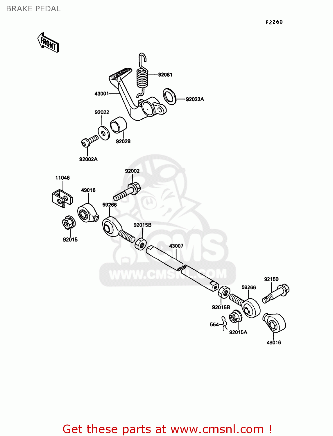 BRAKE PEDAL KR250C3 KR1S 1991 EUROPE UK FR GR