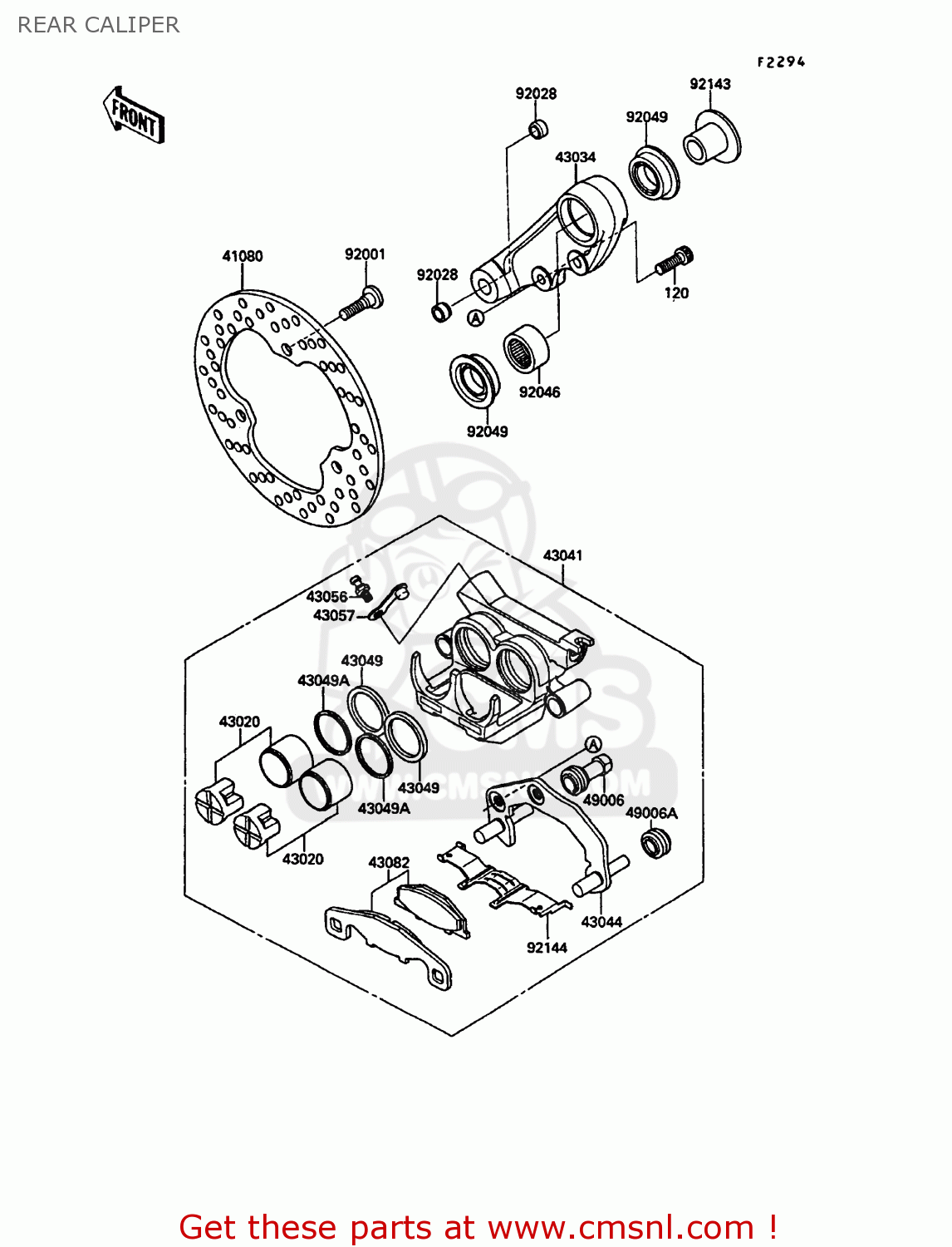 REAR CALIPER KR250C3 KR1S 1991 EUROPE UK FR GR