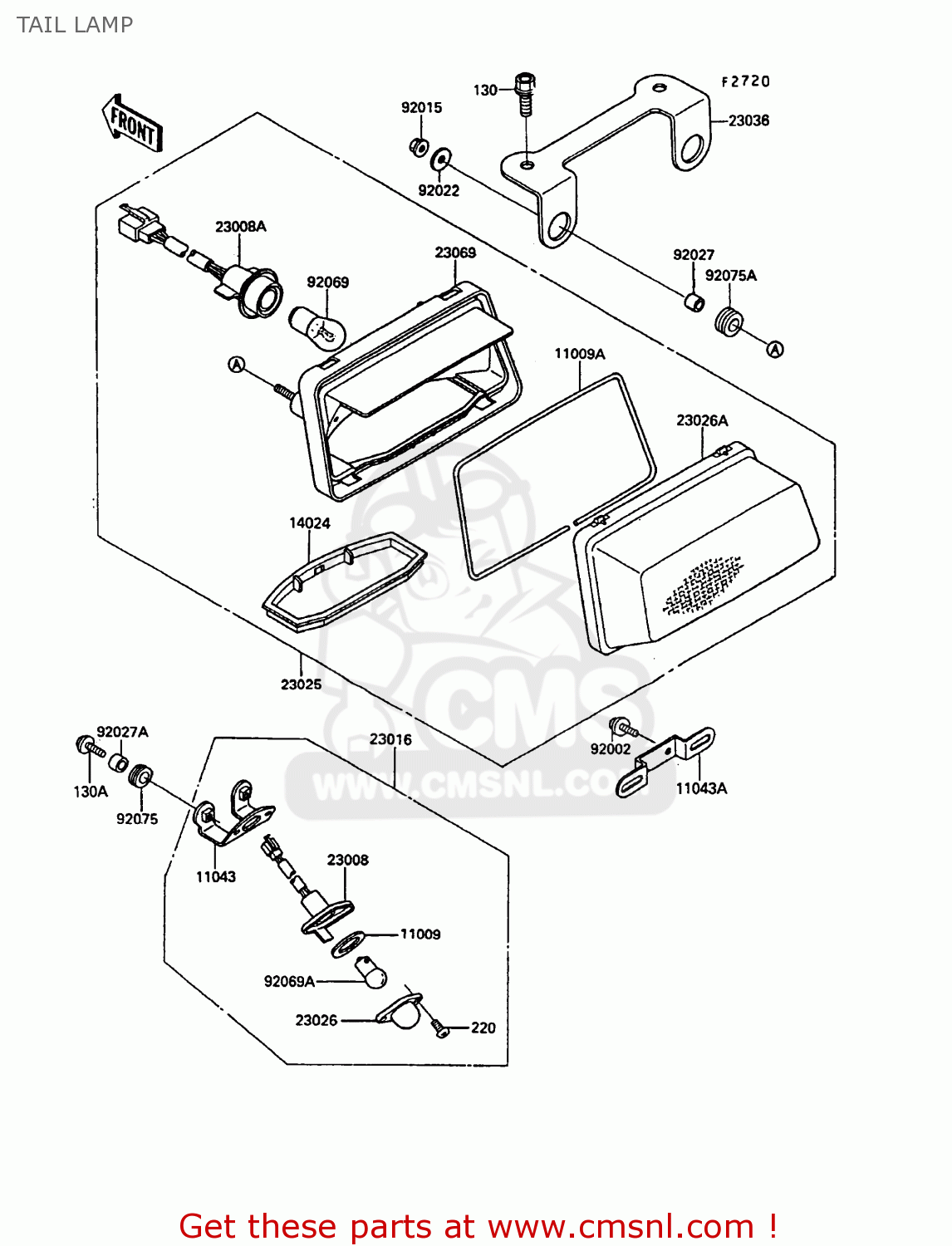 TAIL LAMP KR250C3 KR1S 1991 EUROPE UK FR GR
