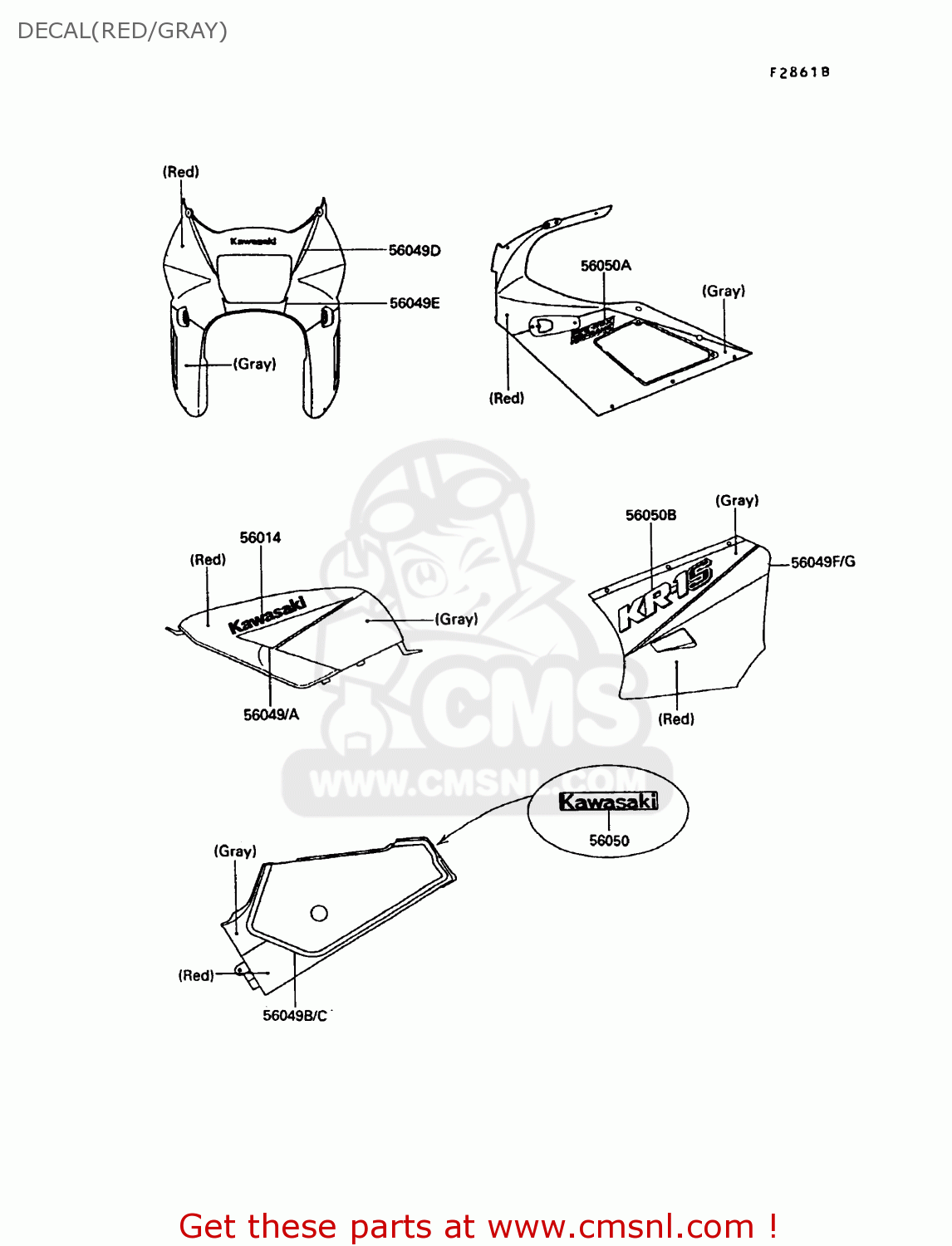 DECAL(RED/GRAY) KR250C3 KR1S 1991 EUROPE UK FR GR