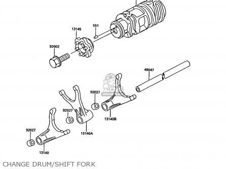 CHANGE DRUM/SHIFT FORK - KR250C3 KR1S 1991 EUROPE UK FR GR