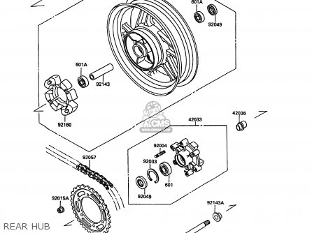 REAR HUB - KR250C3 KR1S 1991 EUROPE UK FR GR