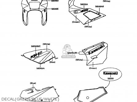 DECAL(GREEN/BLUE/WHITE) - KR250C3 KR1S 1991 EUROPE UK FR GR