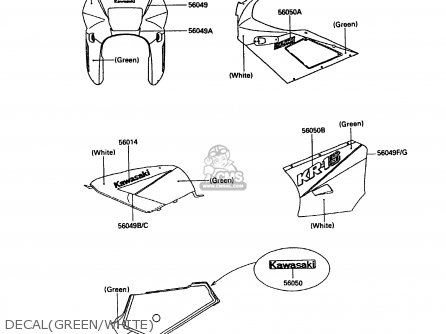 DECAL(GREEN/WHITE) - KR250C3 KR1S 1991 EUROPE UK FR GR