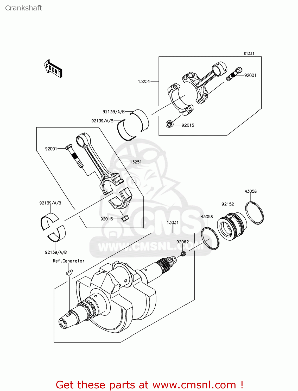 Kawasaki KRF800-BEF TERYX 2014 USA Crankshaft - buy original Crankshaft ...