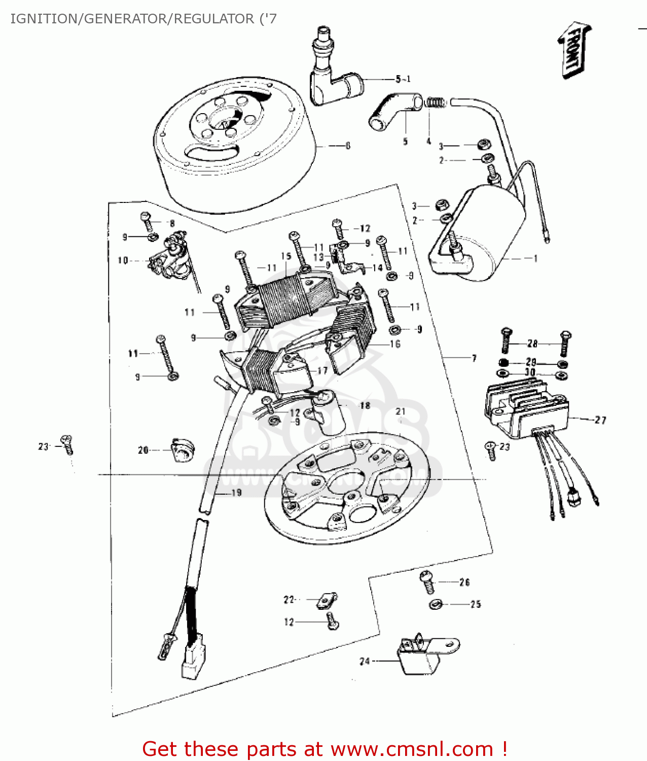 IGNITION/GENERATOR/REGULATOR ('7 KS125 1974 USA CANADA