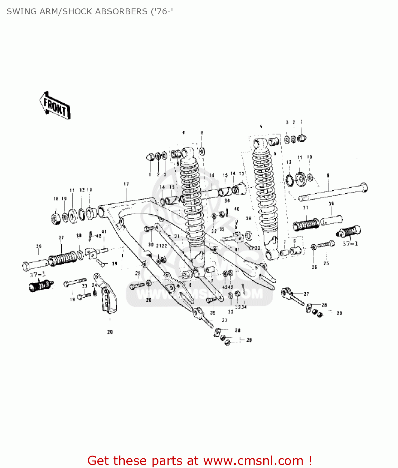 SWING ARM/SHOCK ABSORBERS ('76-' KS125 1974 USA CANADA