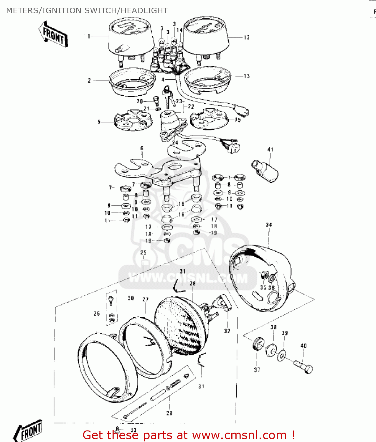 METERS/IGNITION SWITCH/HEADLIGHT KS125 1974 USA CANADA