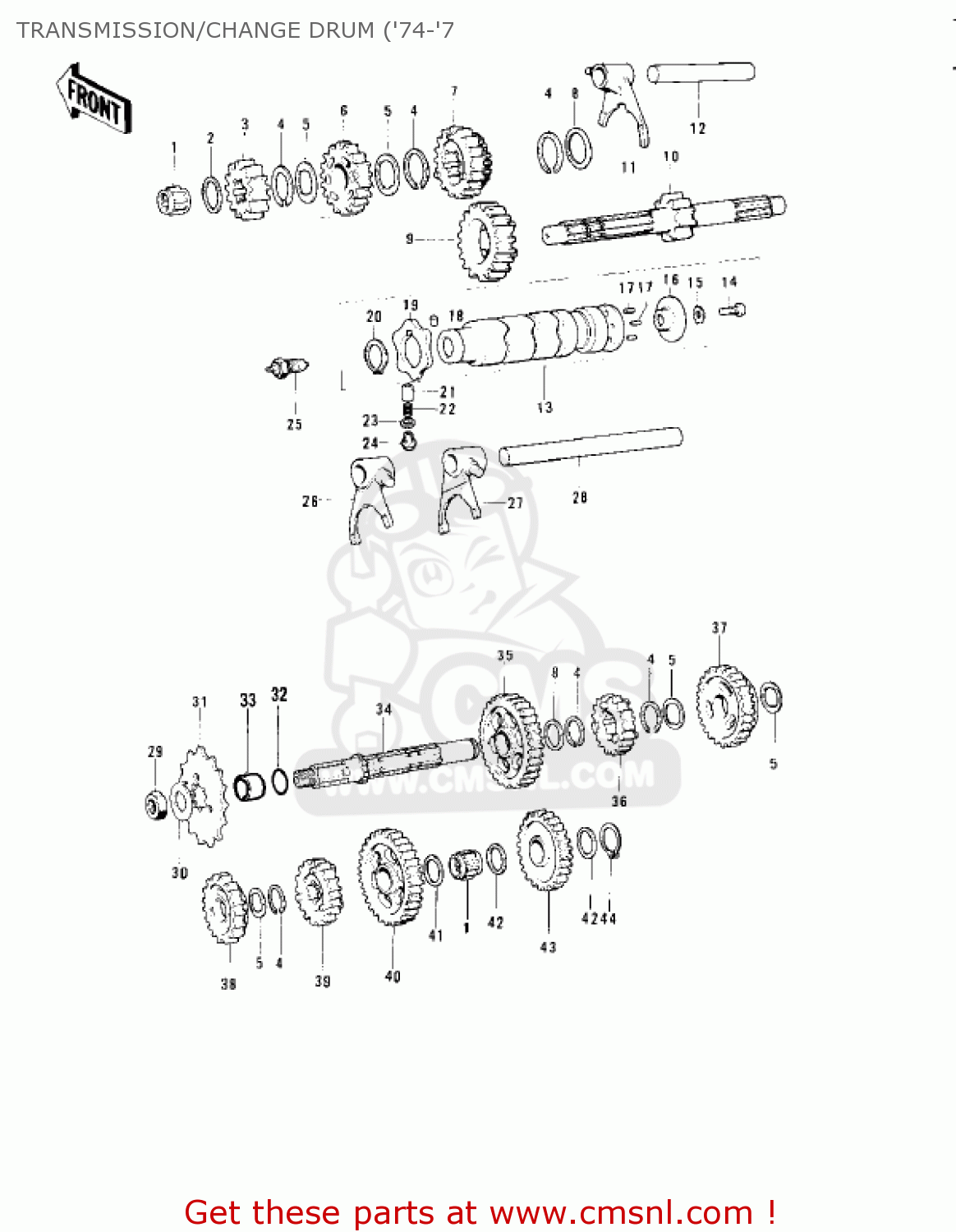 TRANSMISSION/CHANGE DRUM ('74-'7 KS125 1974 USA CANADA