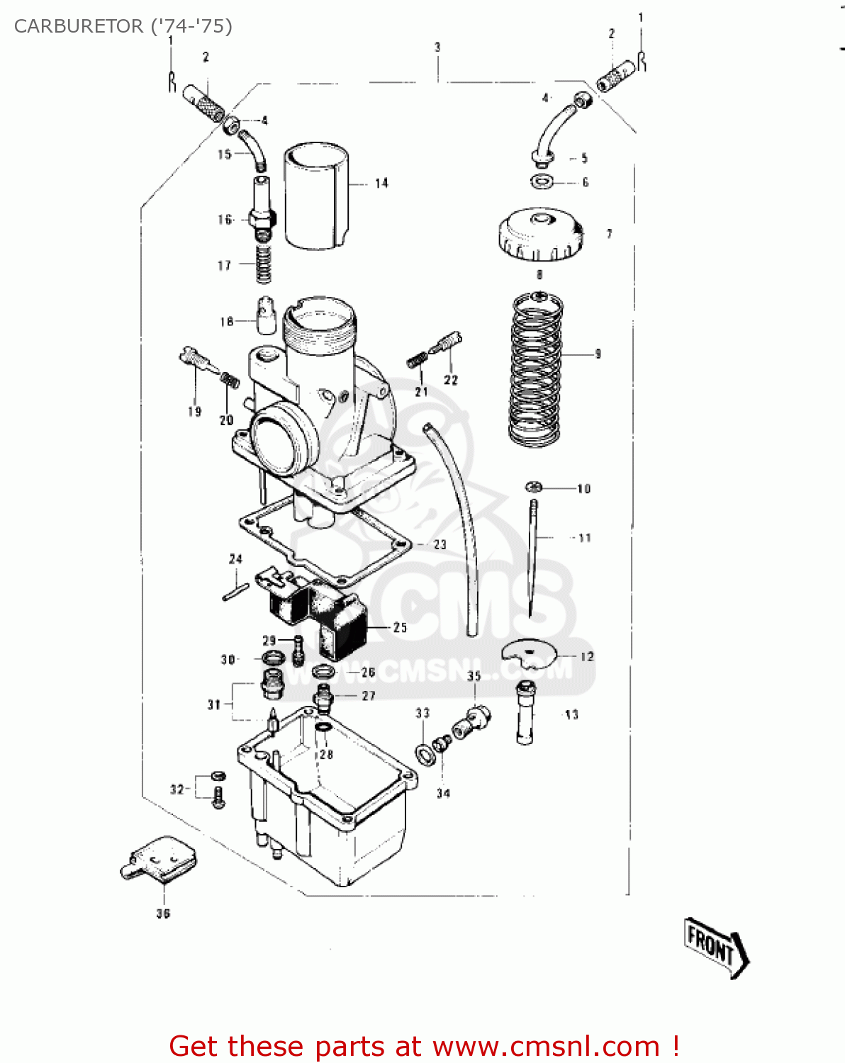 CARBURETOR ('74-'75) KS125 1974 USA CANADA