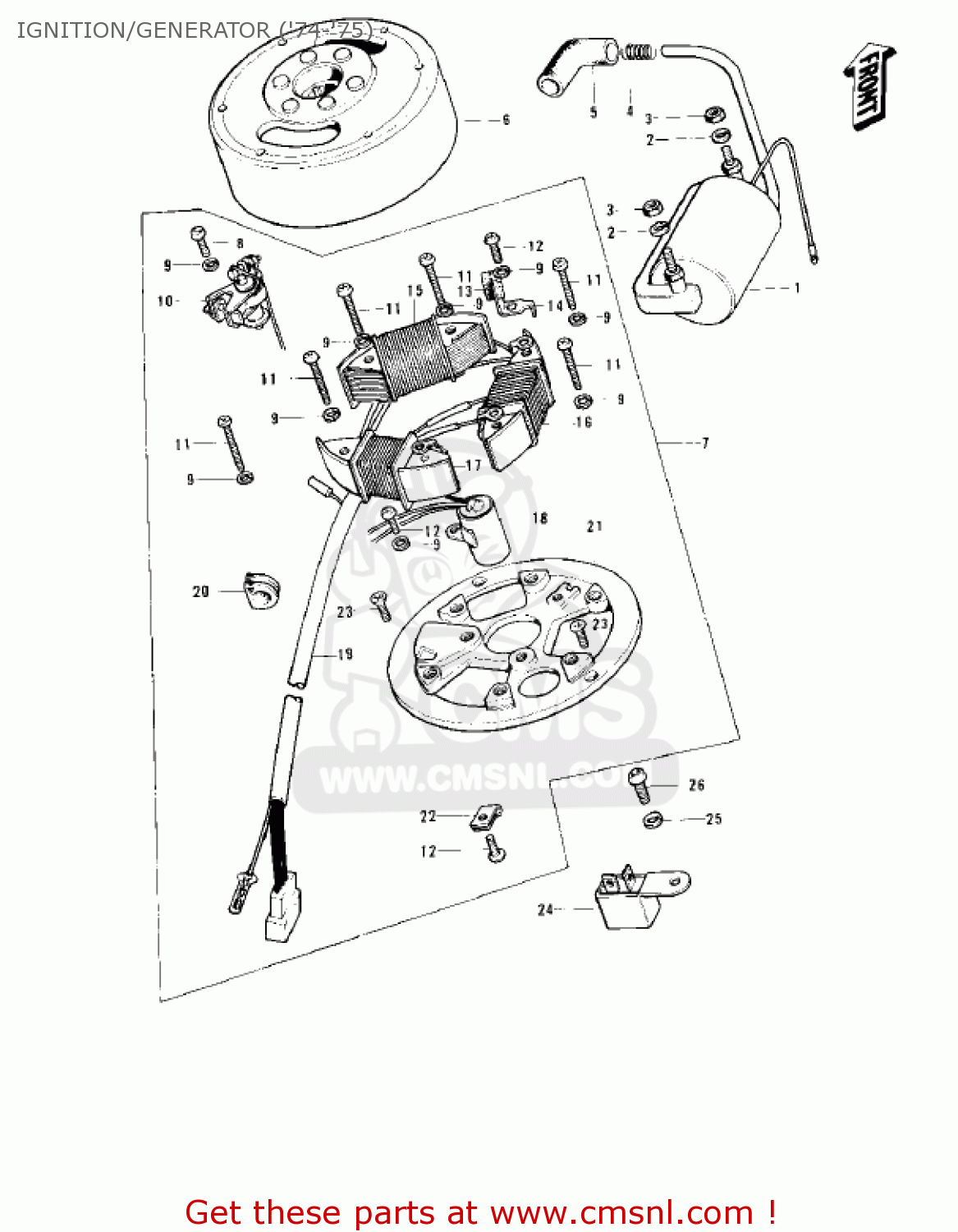 IGNITION/GENERATOR ('74-'75) KS125 1974 USA CANADA