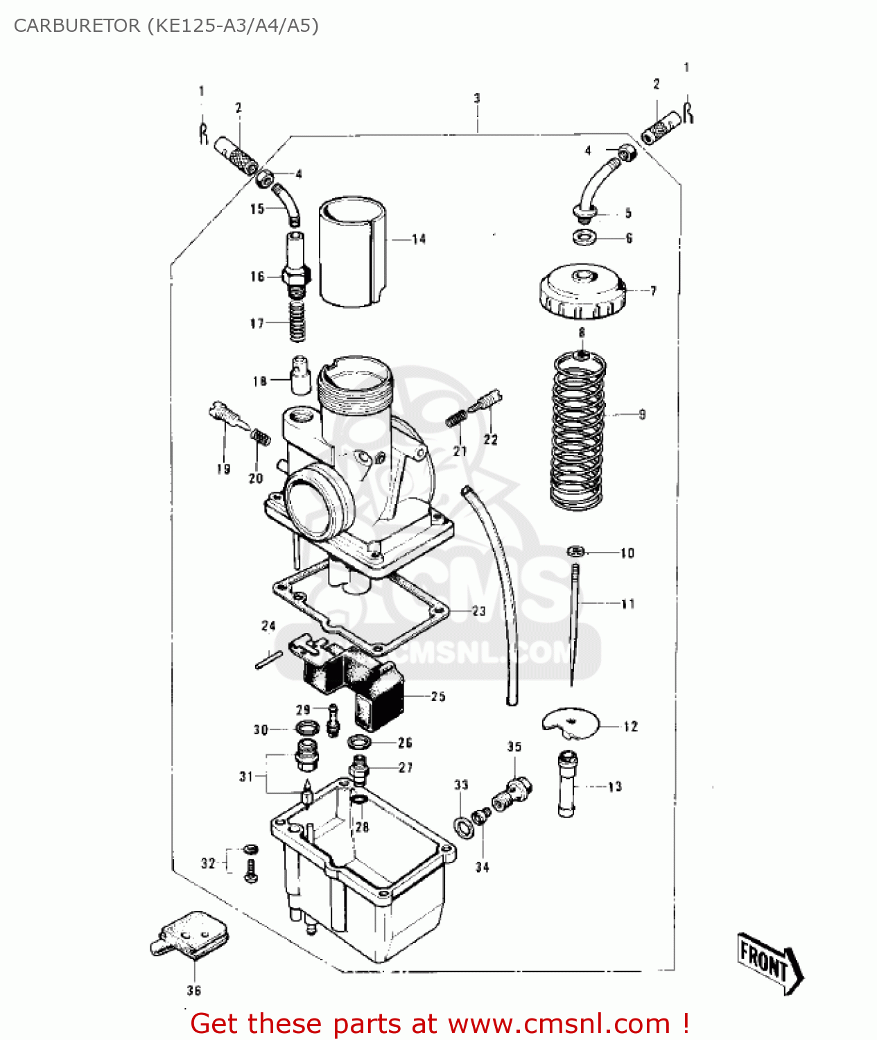 CARBURETOR (KE125-A3/A4/A5) KS125 1974 USA CANADA