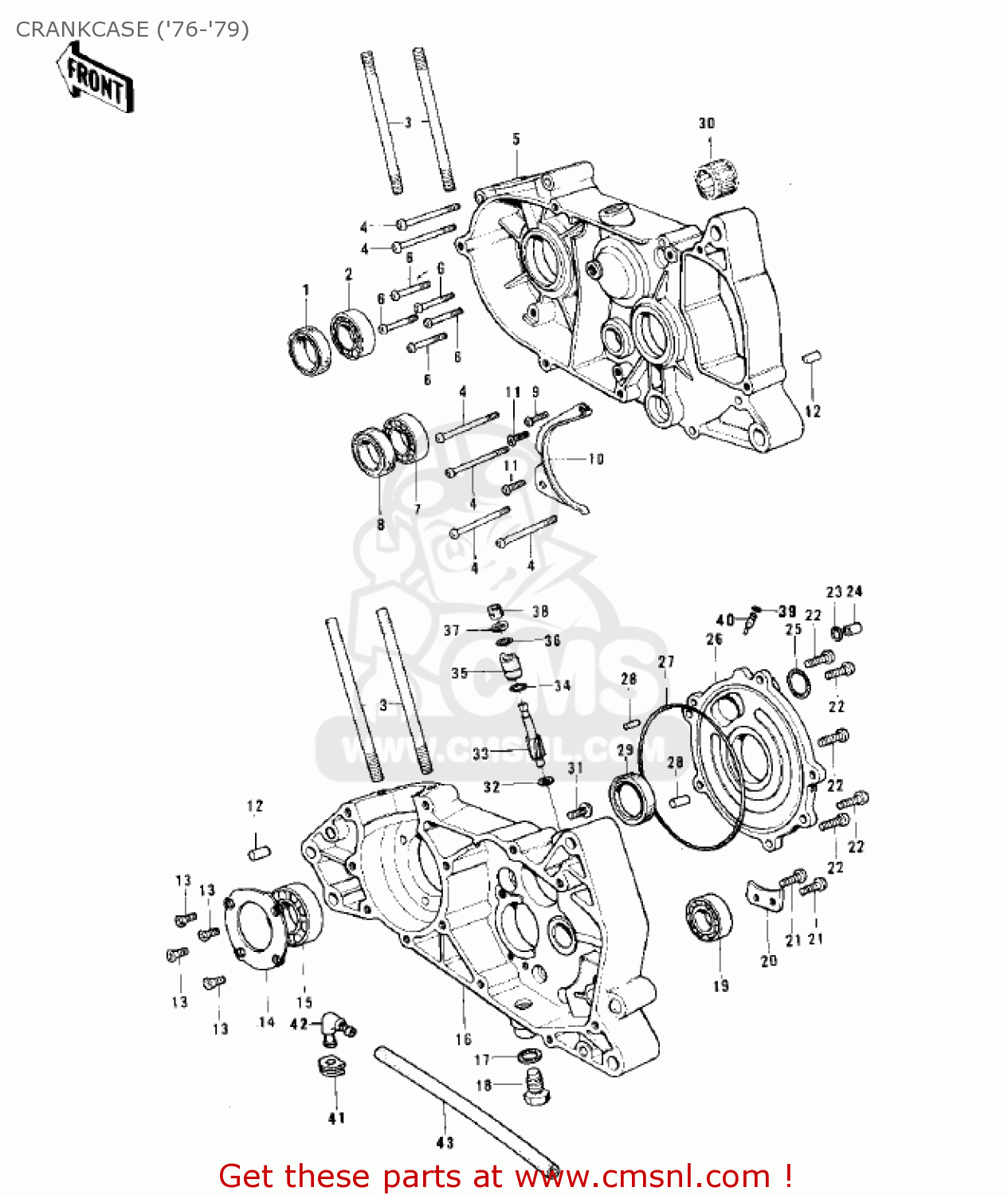 CRANKCASE ('76-'79) KS125 1974 USA CANADA