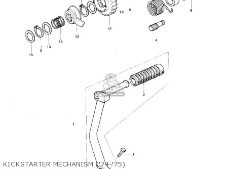 KICKSTARTER MECHANISM ('74-'75) - KS125 1974 USA CANADA
