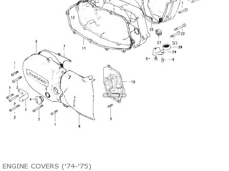ENGINE COVERS ('74-'75) - KS125 1974 USA CANADA