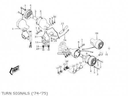 TURN SIGNALS ('74-'75) - KS125 1974 USA CANADA