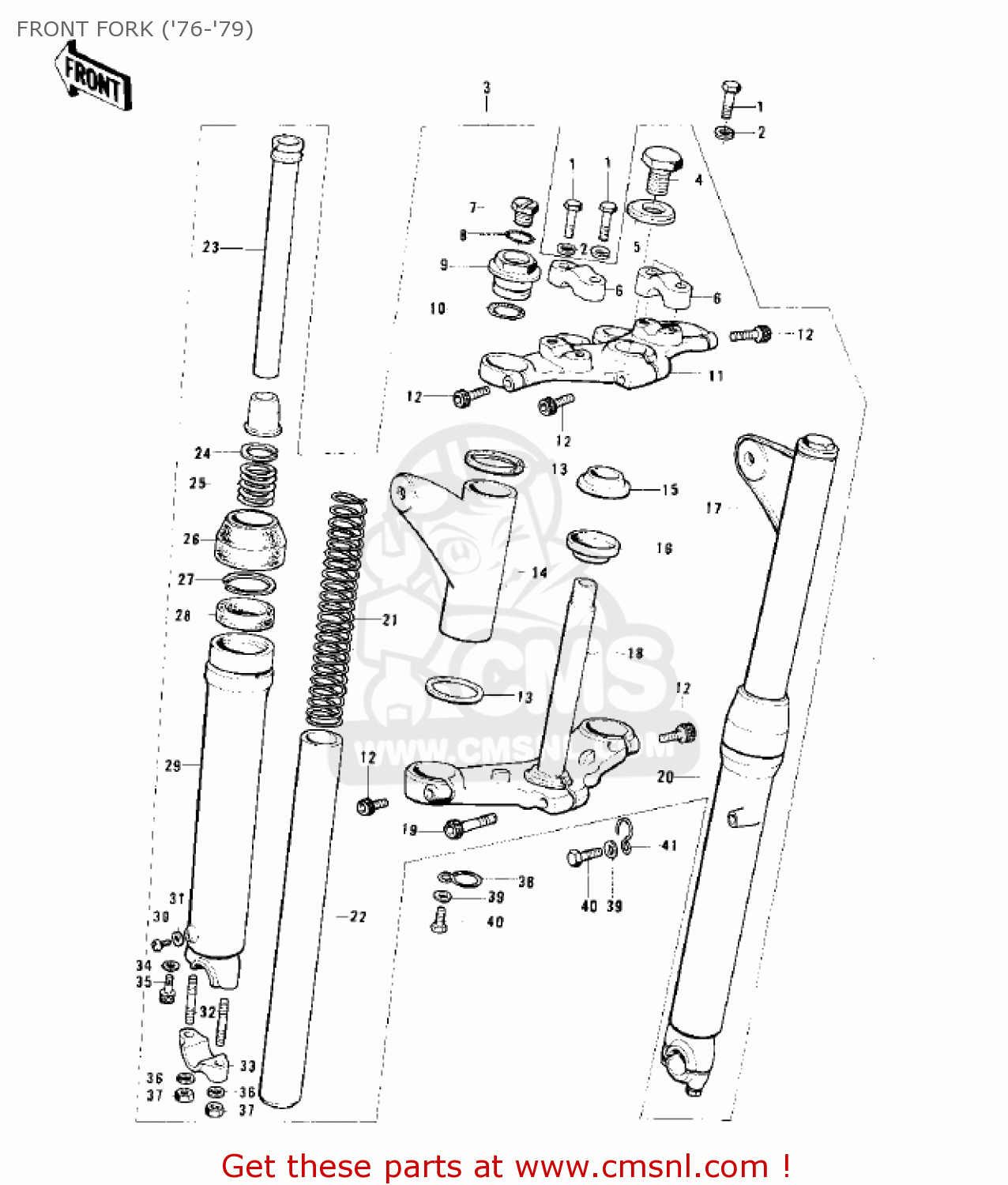 FRONT FORK ('76-'79) KS125-A 1975 USA CANADA