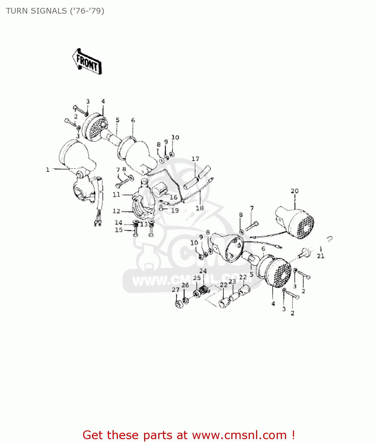 TURN SIGNALS ('76-'79) KS125-A 1975 USA CANADA