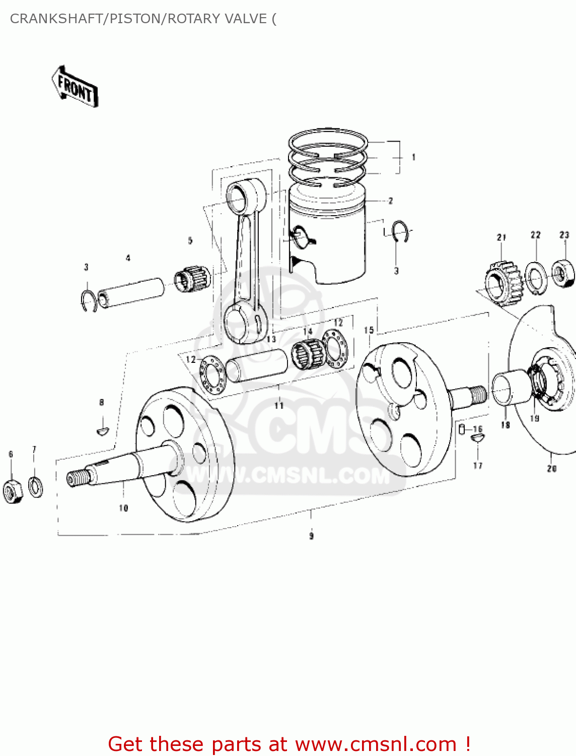 CRANKSHAFT/PISTON/ROTARY VALVE ( KS125-A 1975 USA CANADA