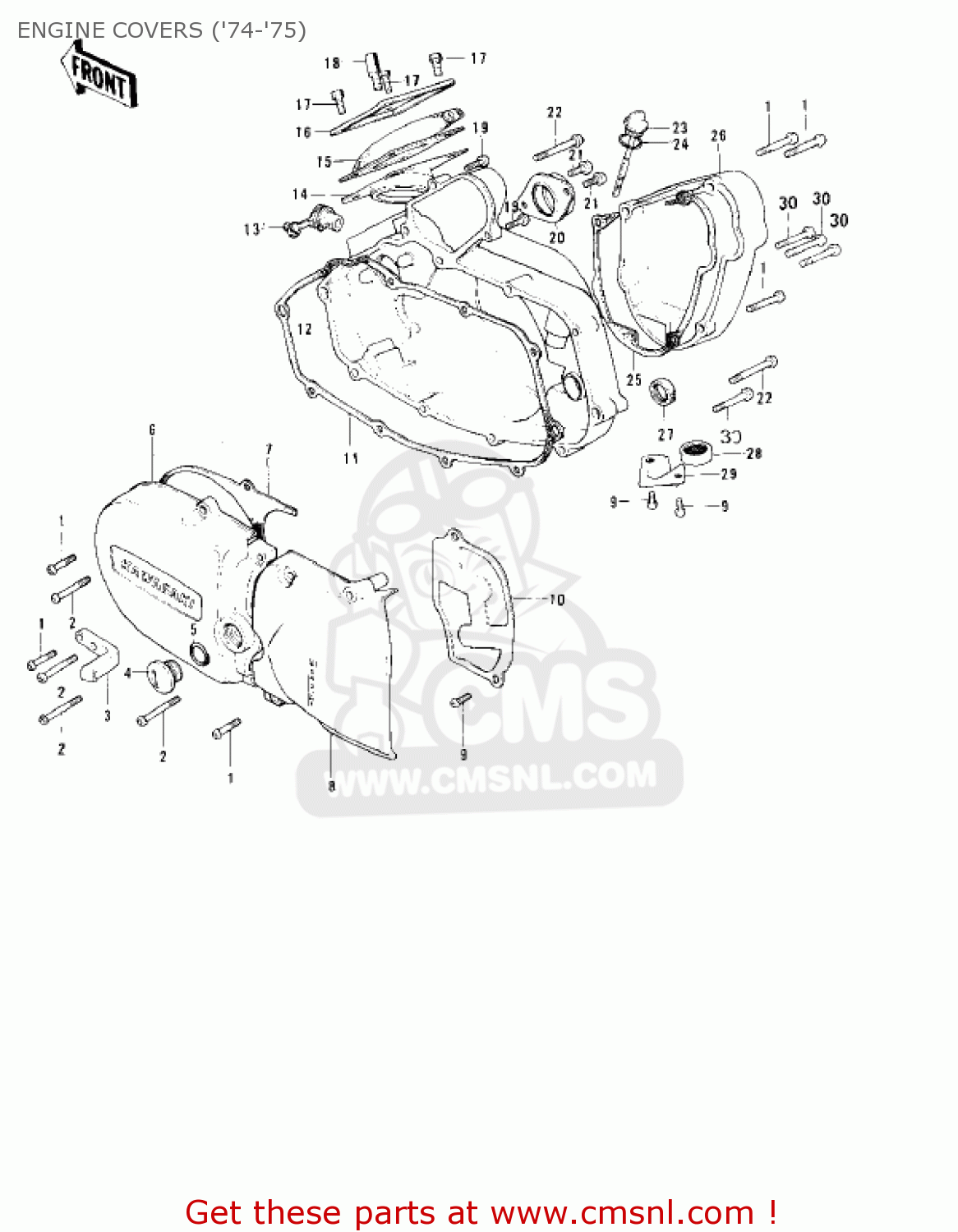 ENGINE COVERS ('74-'75) KS125-A 1975 USA CANADA