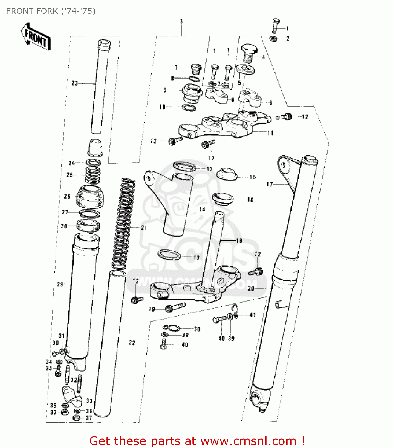 FRONT FORK ('74-'75) KS125-A 1975 USA CANADA