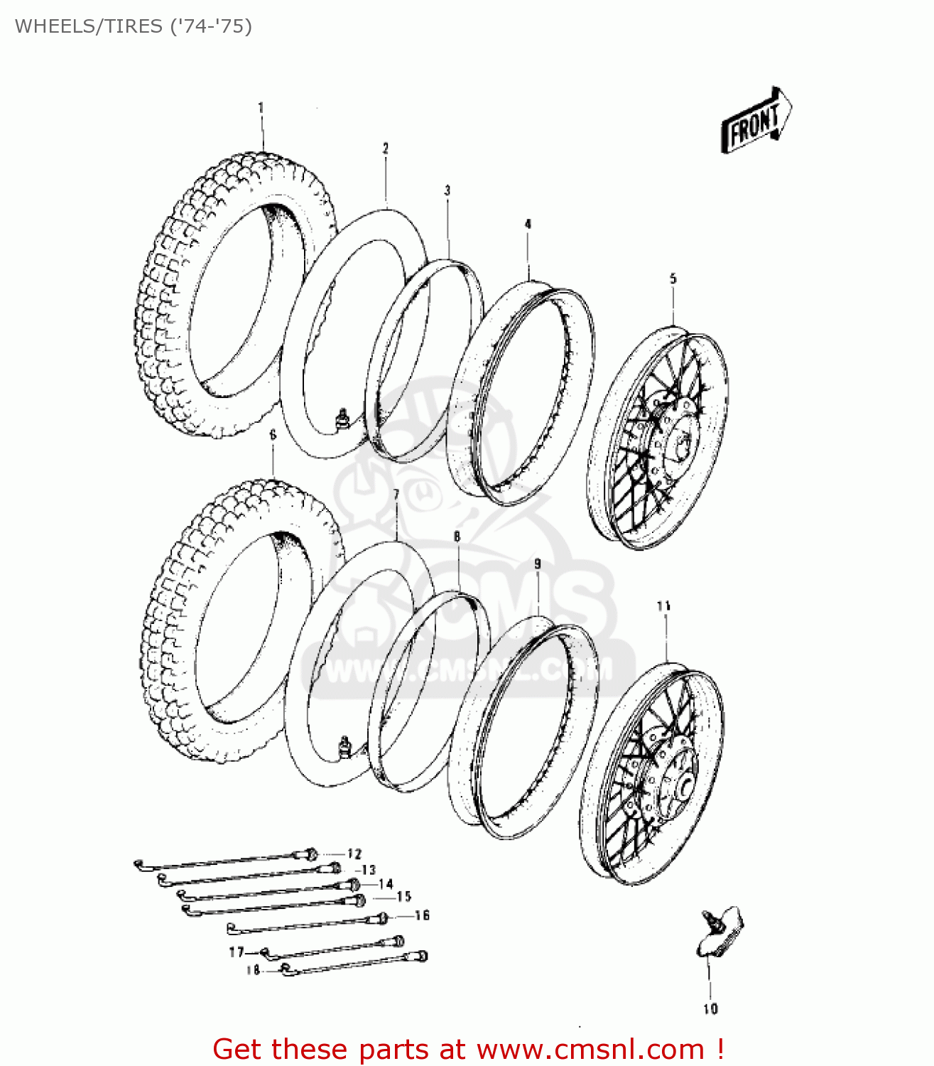 WHEELS/TIRES ('74-'75) KS125-A 1975 USA CANADA