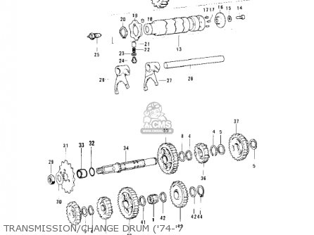 TRANSMISSION/CHANGE DRUM ('74-'7 - KS125-A 1975 USA CANADA
