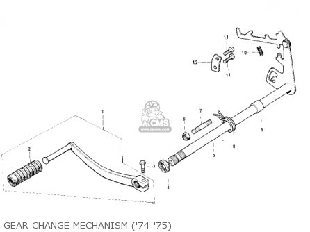 GEAR CHANGE MECHANISM ('74-'75) - KS125-A 1975 USA CANADA