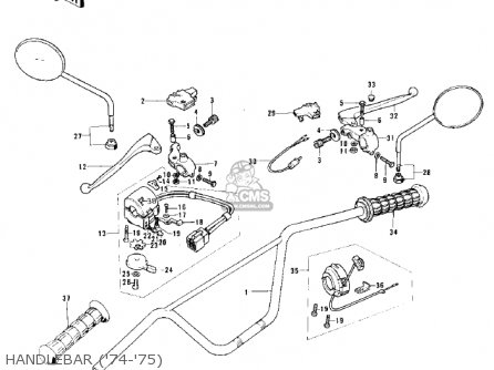 HANDLEBAR ('74-'75) - KS125-A 1975 USA CANADA